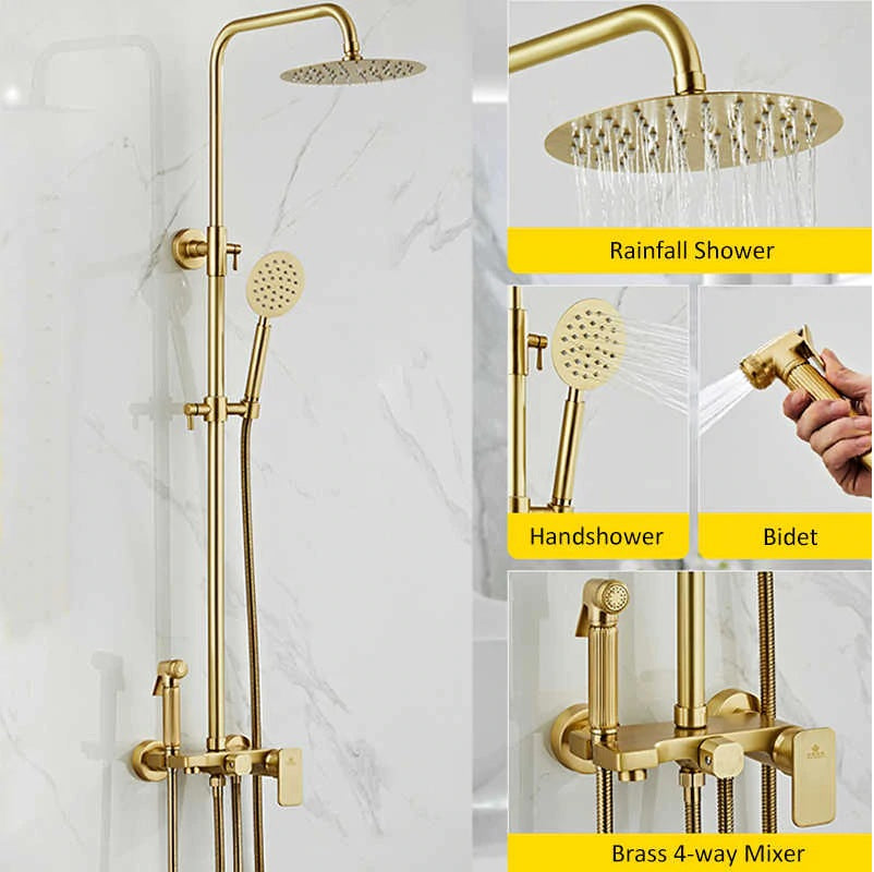 Brushed Gold Rainfall Shower Head