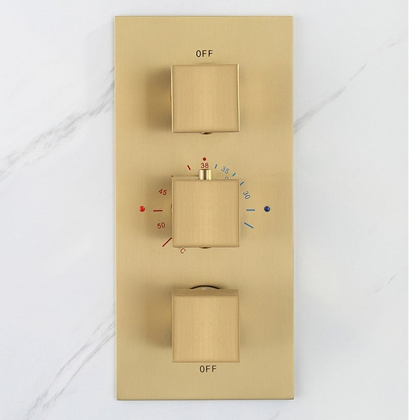 Juno Polished Gold Thermostatic Rain Shower Faucet Set