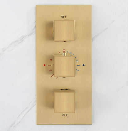 Juno Polished Gold Thermostatic Rain Shower Faucet Set