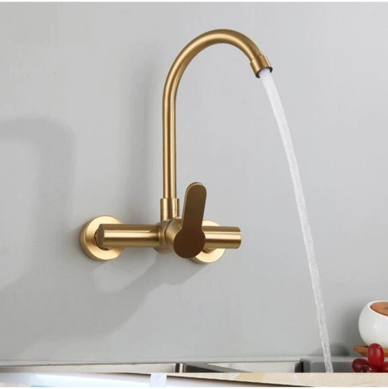 Juno Single Lever Brush Gold Rotation Kitchen Sink Faucet