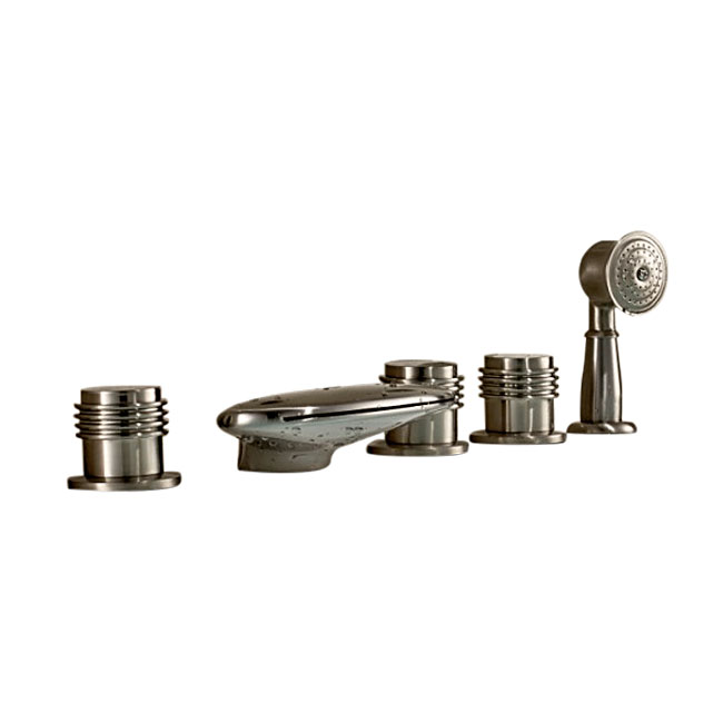 Round Triple Handle Brushed Nickel Bathroom Tub Faucet
