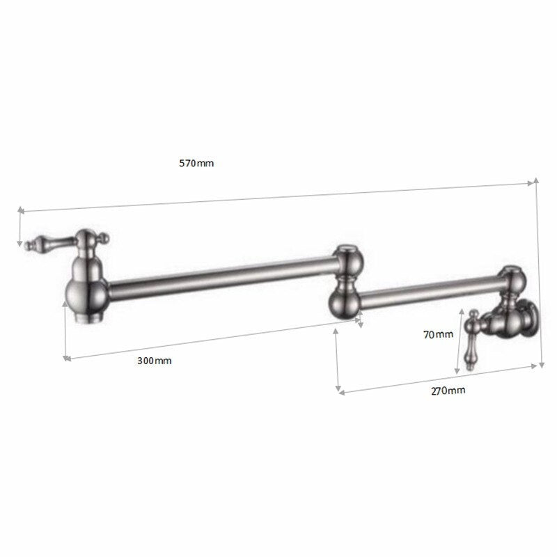 360 Foldable Brass Wall Mount Single Handle Kitchen Sink Cold & Hot Faucet