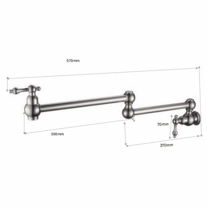 360 Foldable Brass Wall Mount Single Handle Kitchen Sink Cold & Hot Faucet
