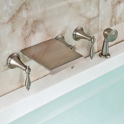 New Waterfall Brushed Nickel Tub Faucet