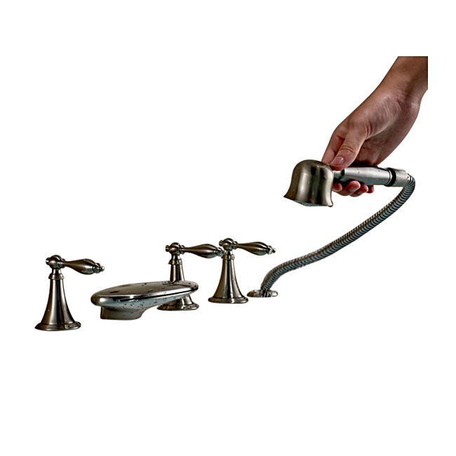 Brushed Waterfall Bathtub Filler with Hand Shower