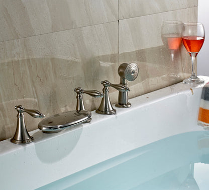 Brushed Waterfall Bathtub Filler with Hand Shower