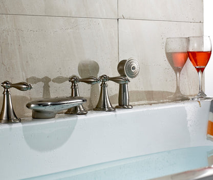 Brushed Waterfall Bathtub Filler with Hand Shower