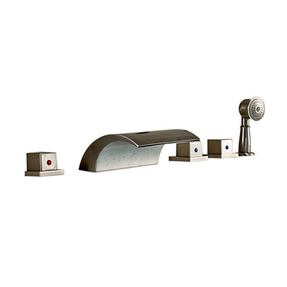 Tiple Handle Bathtub Filler With Hand Shower
