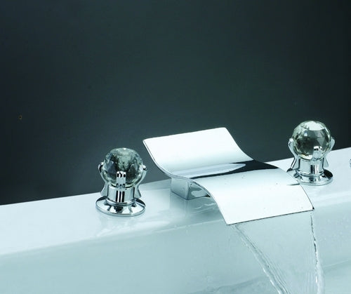Juno Crystal Handles Chrome Waterfall Bathtub Faucet