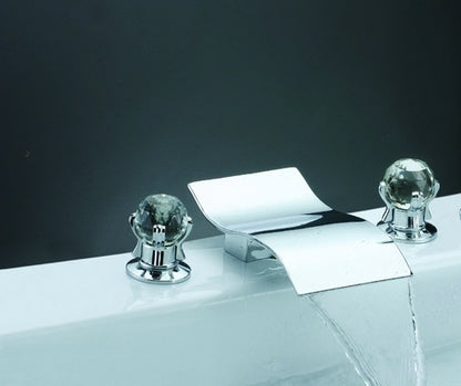 Juno Crystal Handles Chrome Waterfall Bathtub Faucet