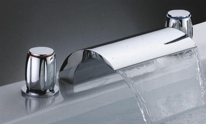 Double Handle Chrome Waterfall Sink & Bathtub Faucet