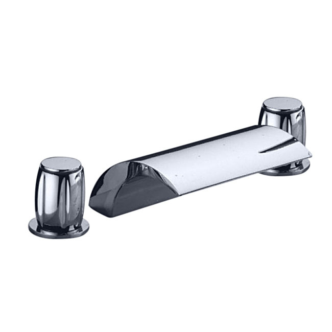 Double Handle Chrome Waterfall Sink & Bathtub Faucet