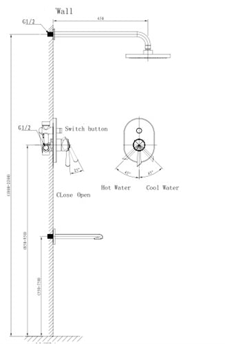 Monro Wall Mount Solid Brass Chrome Finish Shower Set