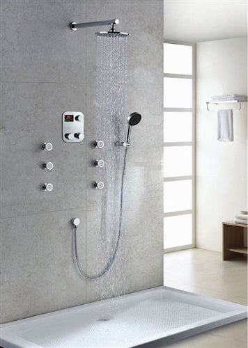 16" Thermostatics Digital Display Bathroom Rainfall Shower Set