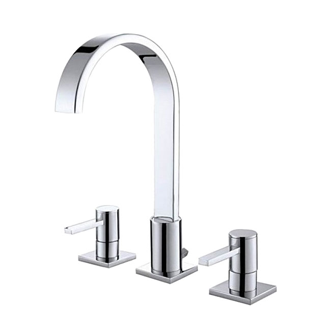 Double Handle Bathroom Sink Faucet Long Neck Waterfall