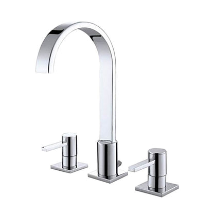 Double Handle Bathroom Sink Faucet Long Neck Waterfall