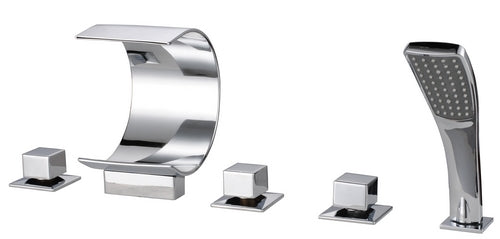 Buy Chrome Polished Waterfall Bathtub Faucet With Handheld Shower at Juno Showers. Browse our selection of Chrome Polished Waterfall Bathtub Faucet With Handheld Shower. Get great bathroom shower ideas.