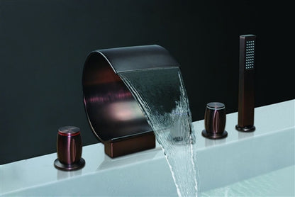 Oil Rubbed Bronze faucet Waterfall Bathtub with triple handles