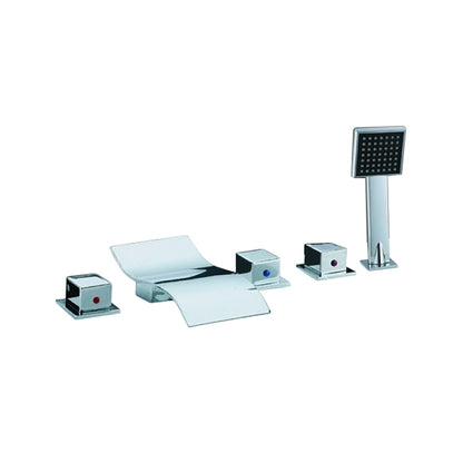 Triple Handle Chrome Bathtub Waterfall Mixer with handheld shower