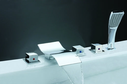 Roman Tub Waterfall Faucet with Handheld Shower