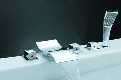 Roman Tub Waterfall Faucet with Handheld Shower