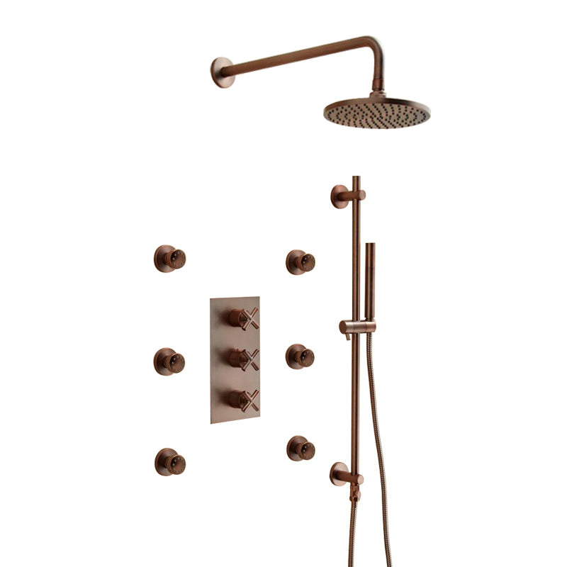 Cali Thermostatic Wall Mount Shower System With Six Body Jets in Oil Rubbed Bronze