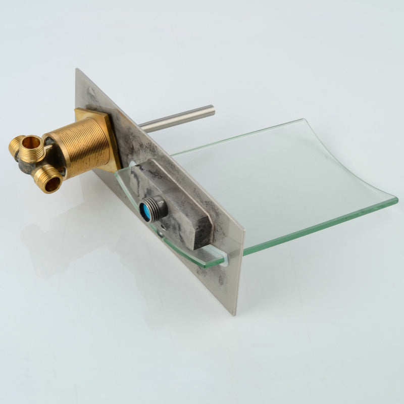 Wall Mount Waterfall Brushed Nickel Bathroom Faucet