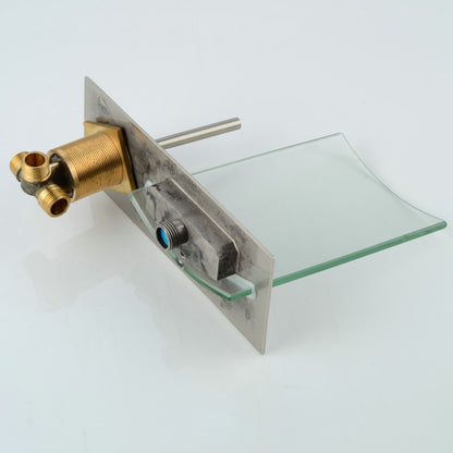 Wall Mount Waterfall Brushed Nickel Bathroom Faucet