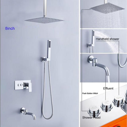 Juno Wall Mount Chrome Shower Set in 3-Way Water Function With Concealed Thermostatic Valve Mixer