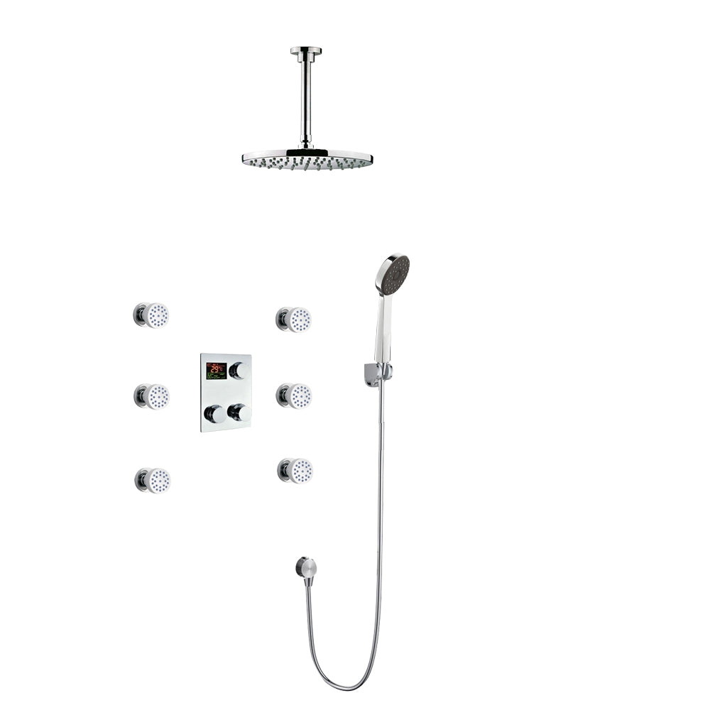 Ceiling Mount Thermostatic Digital Display shower system with hand shower Head Set