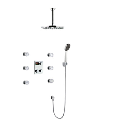 Ceiling Mount Thermostatic Digital Display shower system with hand shower Head Set