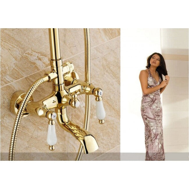 Ceramic Shower Faucet Mixer With Gold Finish 1
