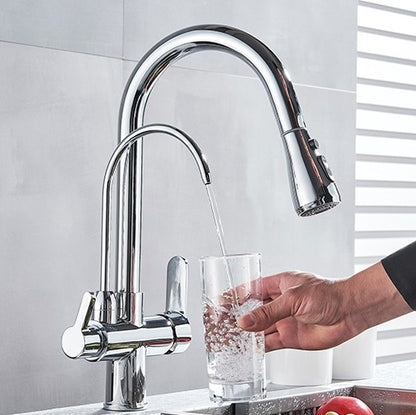 New Juno Chrome Touch Kitchen Faucet Deck Mount Swivel Dual Function Tap