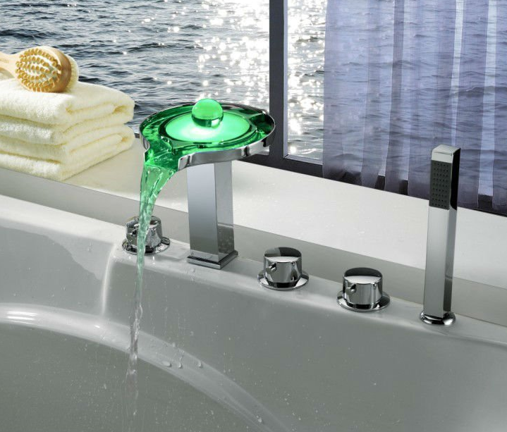 led waterfall bath-tub faucet