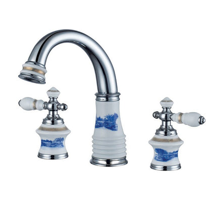 Juno Beautiful Deck Mount Colorful Floral Bathroom/ Bathtub Mixer Faucet Set