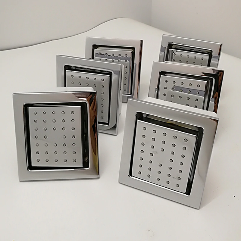 4 inch 6 Pcs Modern Solid Brass Square Body Spray Jets Shower
