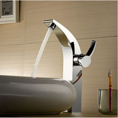 Chrome Finish Brass Body Bathroom Vessel Sink Faucet