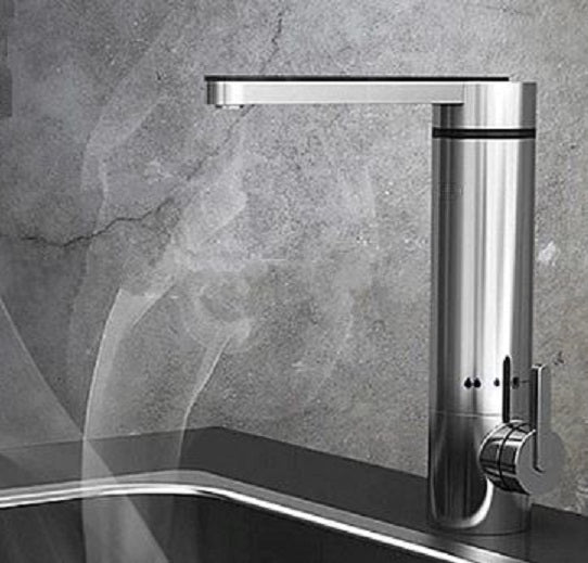 Chrome Deck Mounted Electric Single Handle Bathroom Faucet