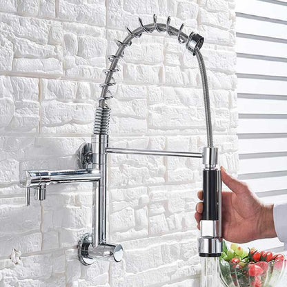 Juno Single Handle Cold Water Pull Out Spout Wall Mount Kitchen Sink Spring Faucet