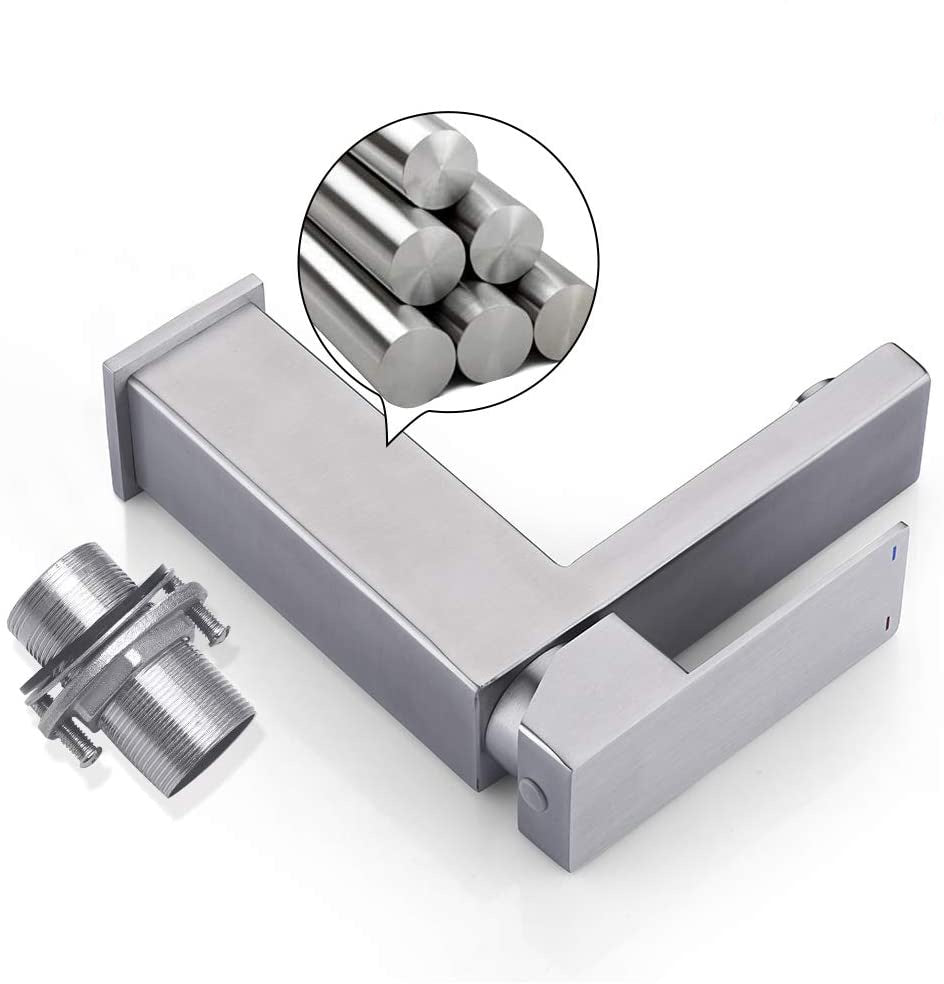 Juno Brushed Finish Single Handle Mixer Bathroom Standing Square Faucet