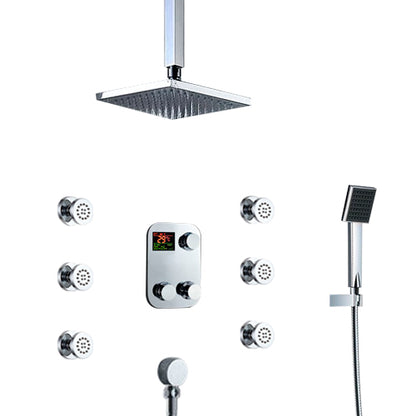 Chrome Finish Brass Square Ceiling Mount Massage Shower System with Hand Shower