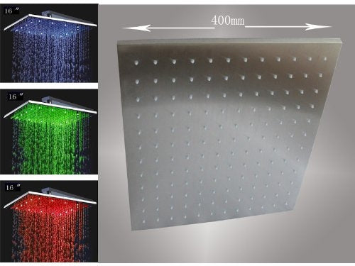 Chrome Finish Ceiling Rainfall Square LED Bathroom Shower Head