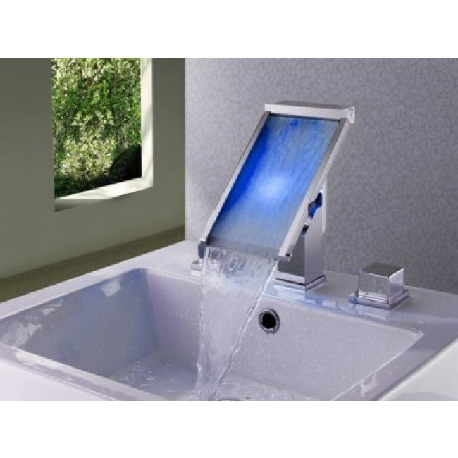 Widespread Waterfall Bathroom Sink Faucet Chrome Finish