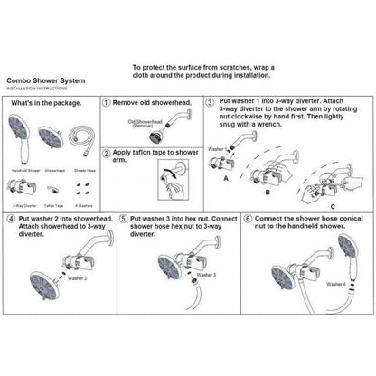 Juno Chrome Bathroom Shower Head Double Heads Handheld Shower Head Shower System Set