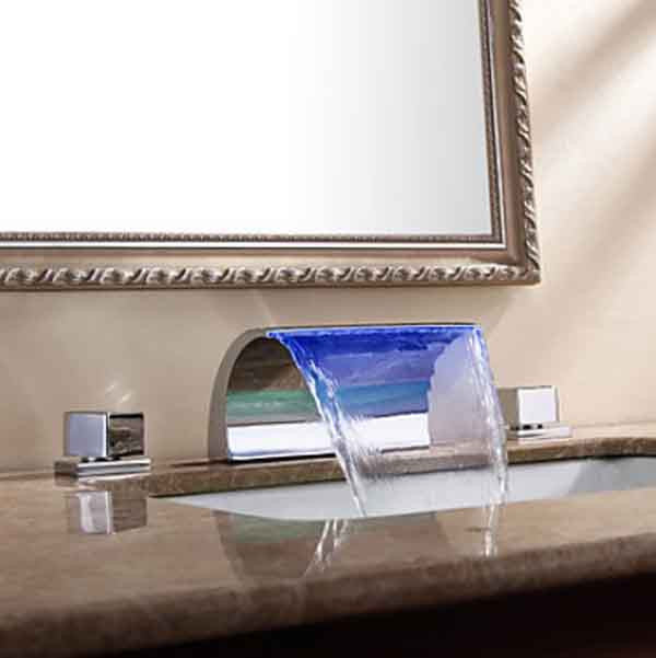 Chrome Finish Waterfall Bathroom Basin Sink Faucet