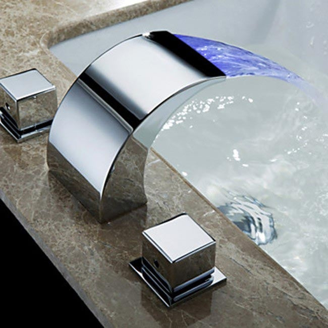 Chrome Finish Color Changing LED Bathtub faucet 