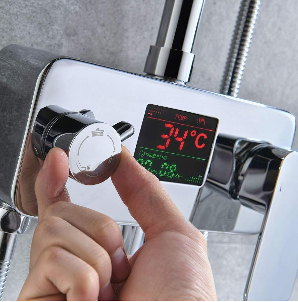 Juno Digital Display Chrome Finish Shower Faucet Set