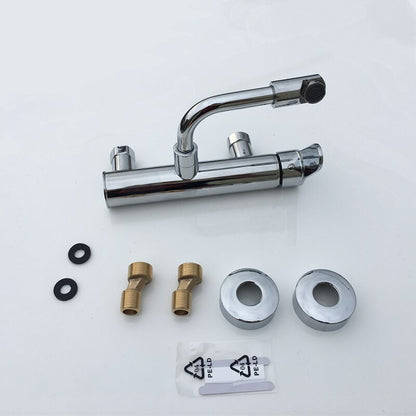 Juno New Brass 360 Rotate Wall Mount Dual Hole Single handle Bathroom Sink Faucet