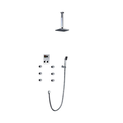 Chrome Finish Brass Square Ceiling Mount Massage Shower System with Hand Shower