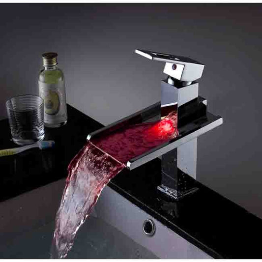 Chrome Plated Faucet LED Tap LED Faucet Bathroom Mixer Waterfall Basin Tap